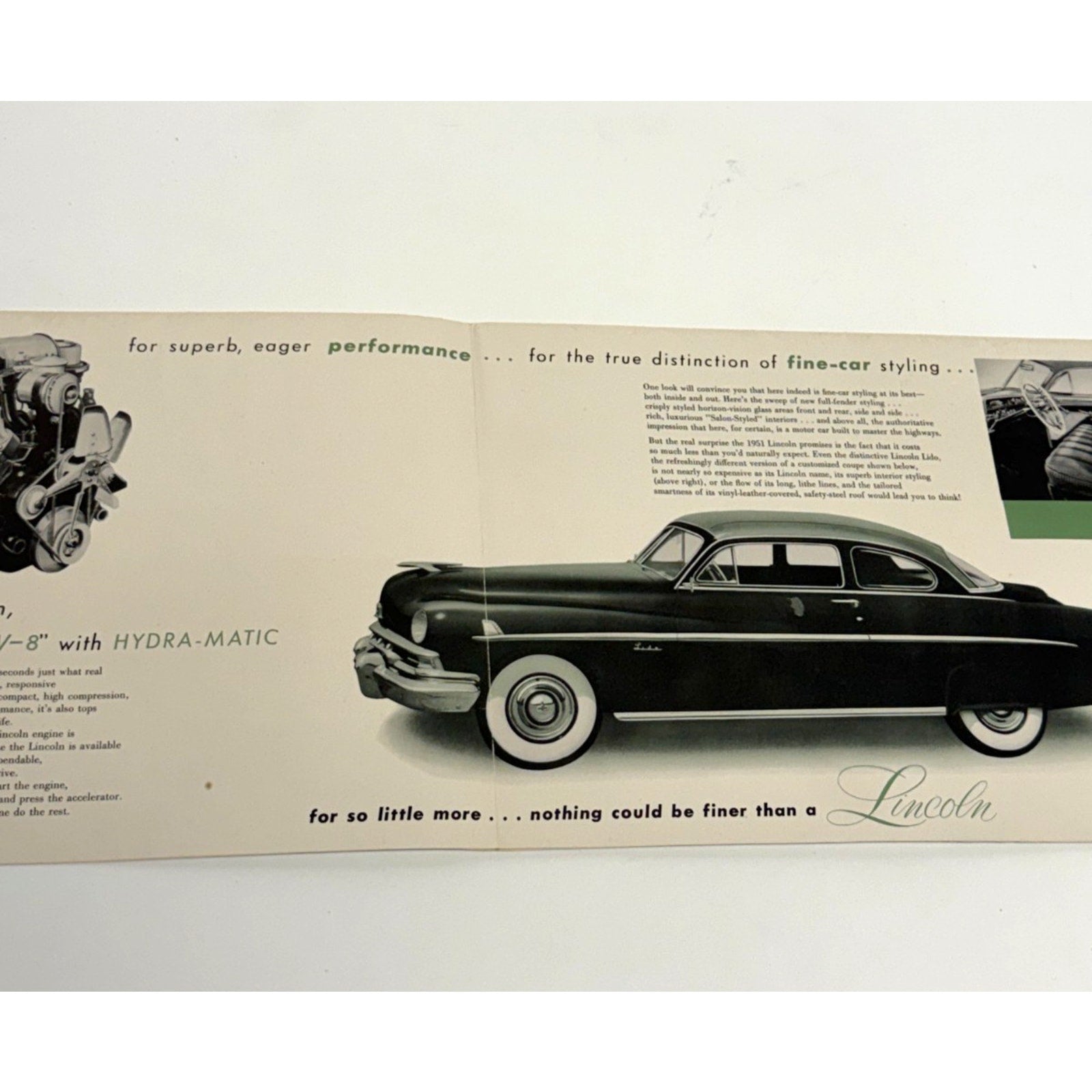 Vintage 1951 Lincoln Dealer Sales Brochure Folder Sedan Lido Coupe Original 51