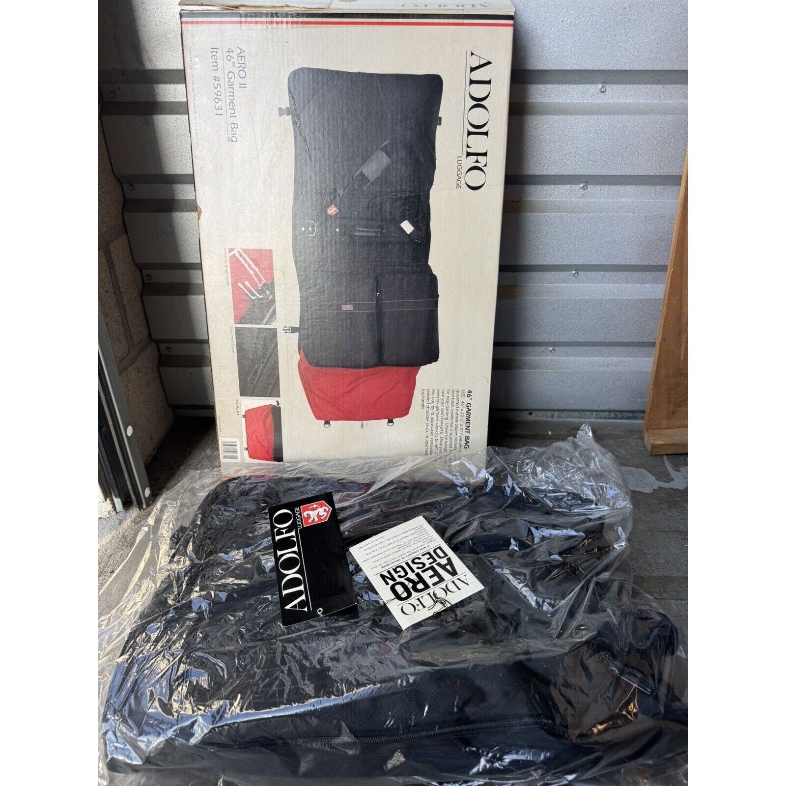 VINTAGE NOS Adolfo Garmet Travel Bag Black AERO II 46" #59631 Made in Korea