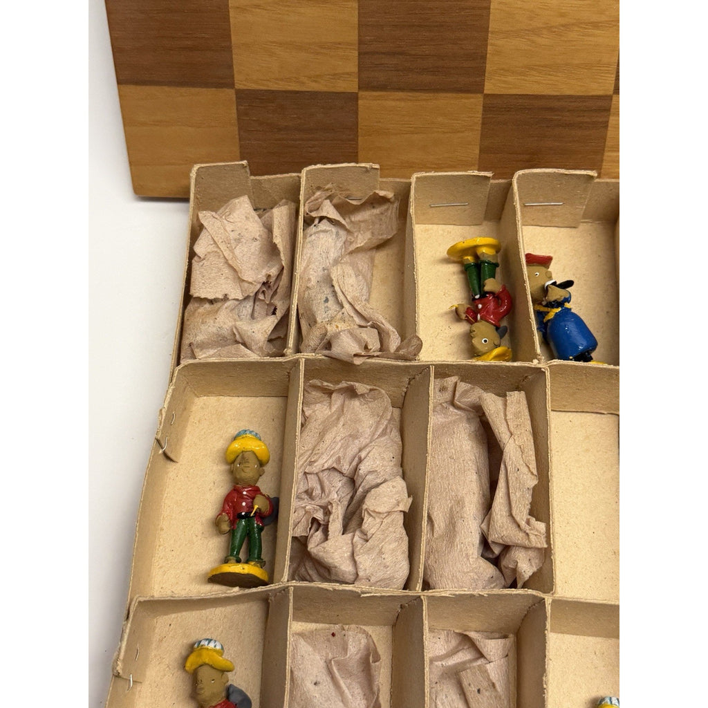 Vintage NOS Handmade Painted Crafted Brazilian Chess Set Clay 31 Figurines