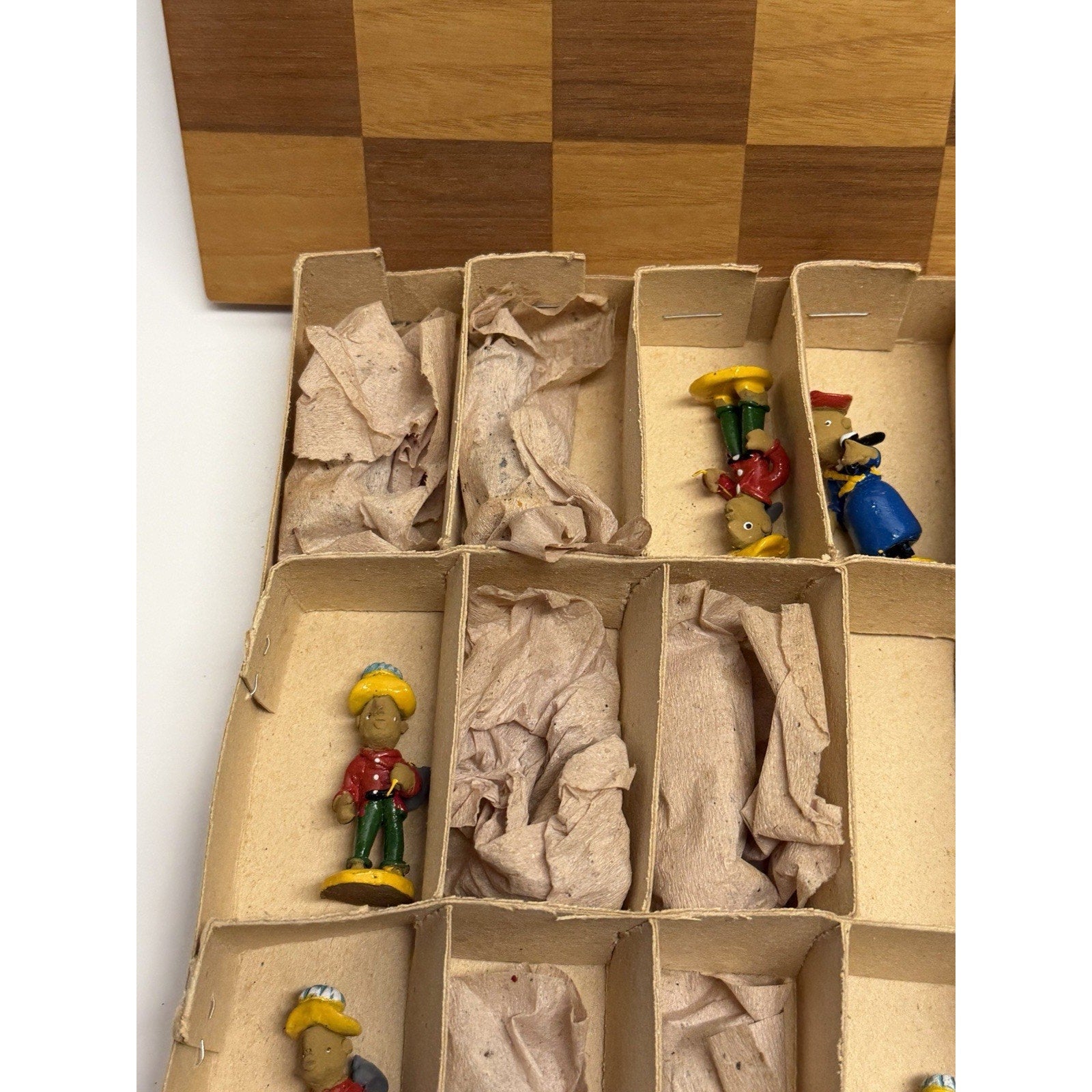 Vintage NOS Handmade Painted Crafted Brazilian Chess Set Clay 31 Figurines