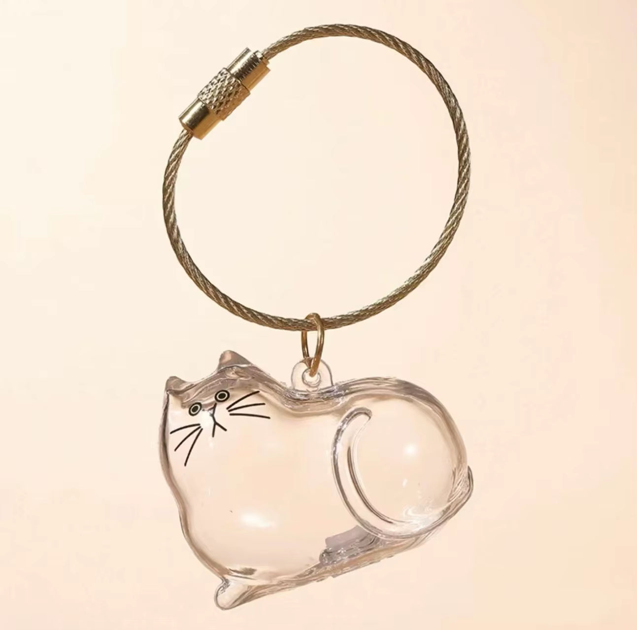 Personalized Transparent Cat Hair Keepsake Keychain – Pet Fur Memorial Pendant for Cat Lovers | Cute & Meaningful Souvenir Gift 🐾✨