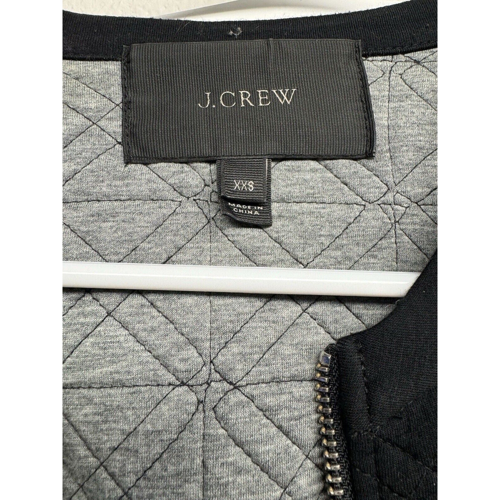 VINTAGE J Crew Jacket Womens XXS Black Quilted Full Zip Bomber Neoprene