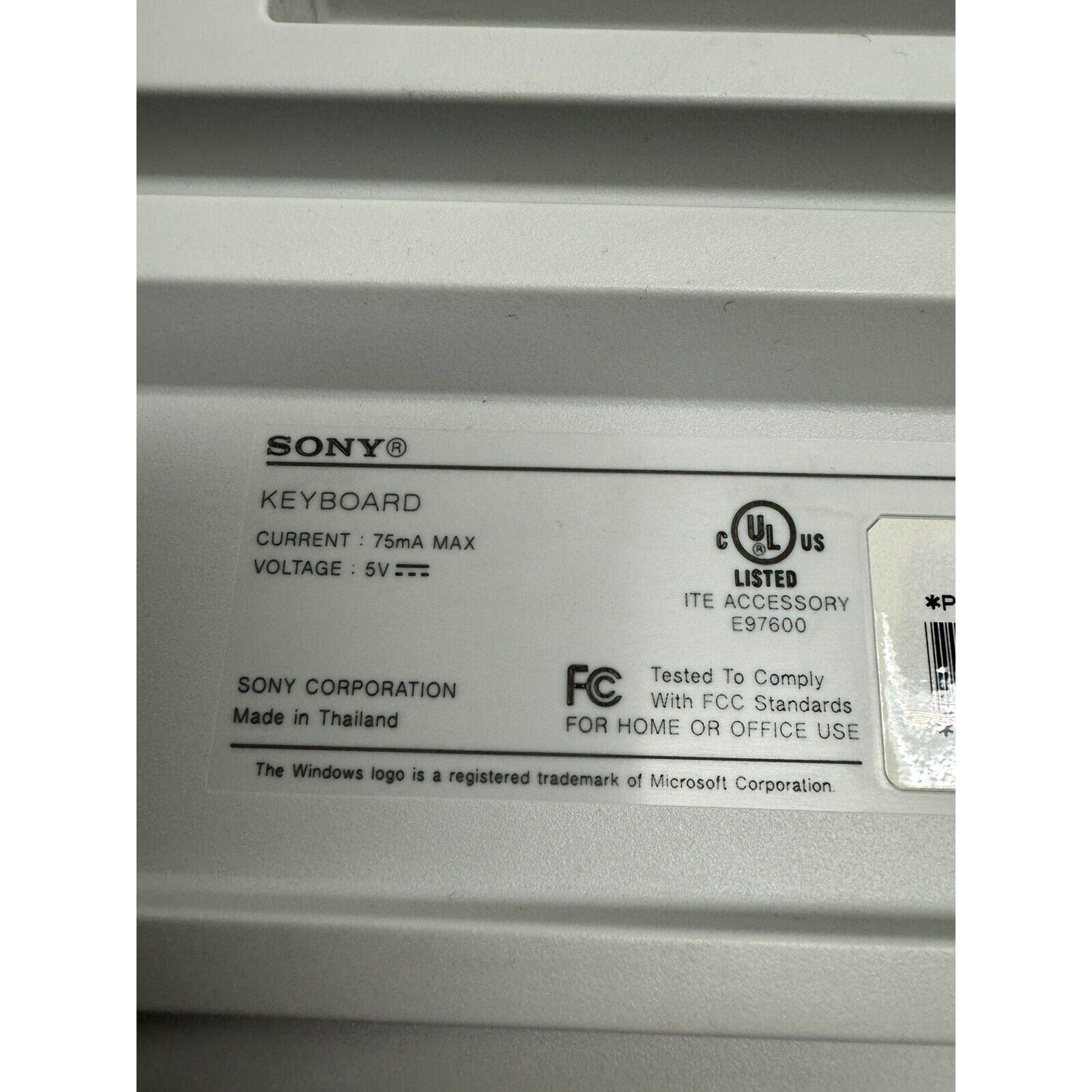 VINTAGE Sony Vaio PCVA-KB4P/U PS/2 Wired Computer Keyboard