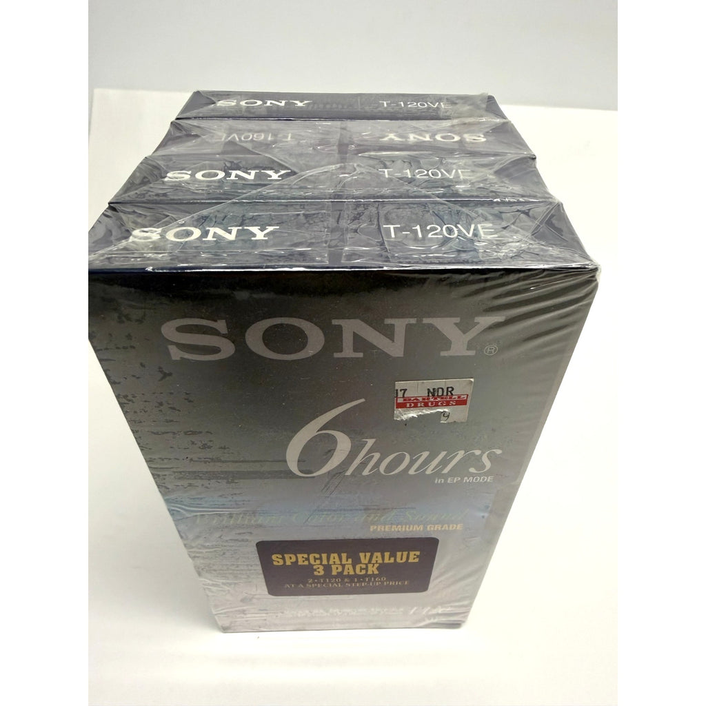 VINTAGE Lot of 4 Sony T-120 VHS Blank Tapes 6HR Premium Grade - NEW SEALED!