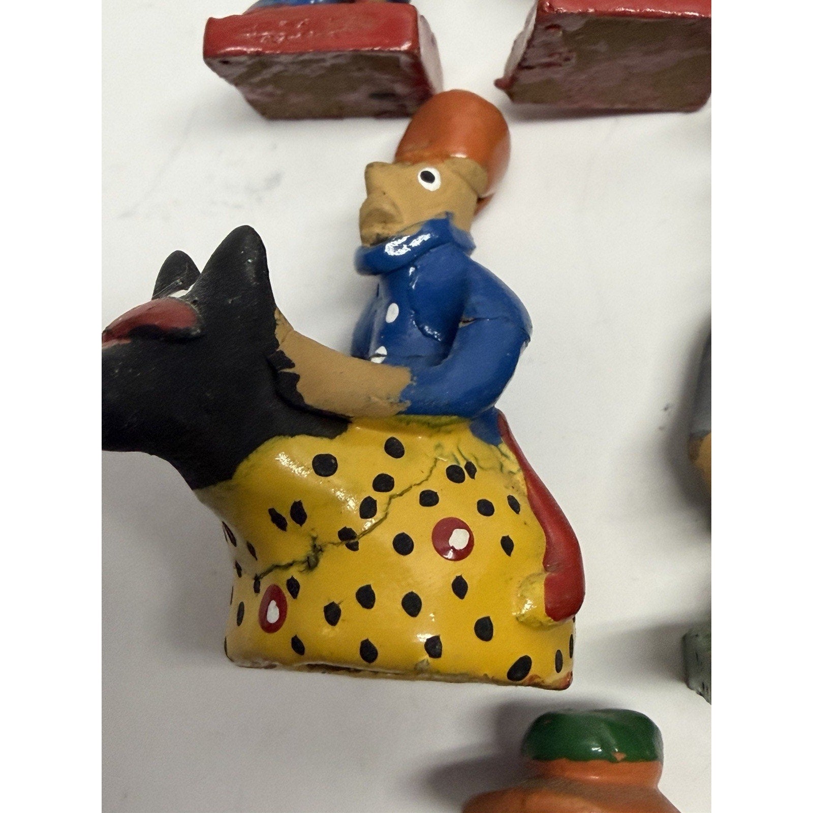 Vintage Handmade Painted Crafted Brazilian Chess Set Clay 32 Figurines