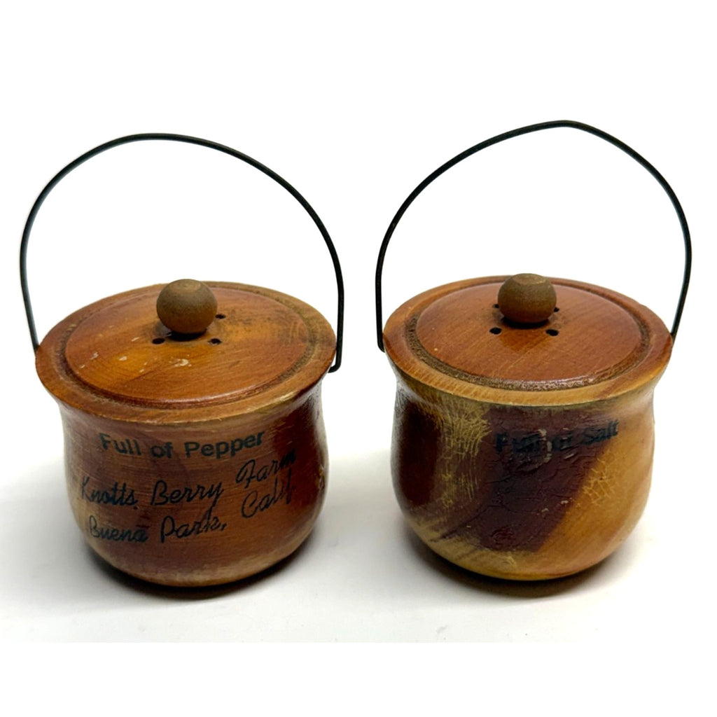 Vintage Wood Pots Salt And Pepper Shakers
