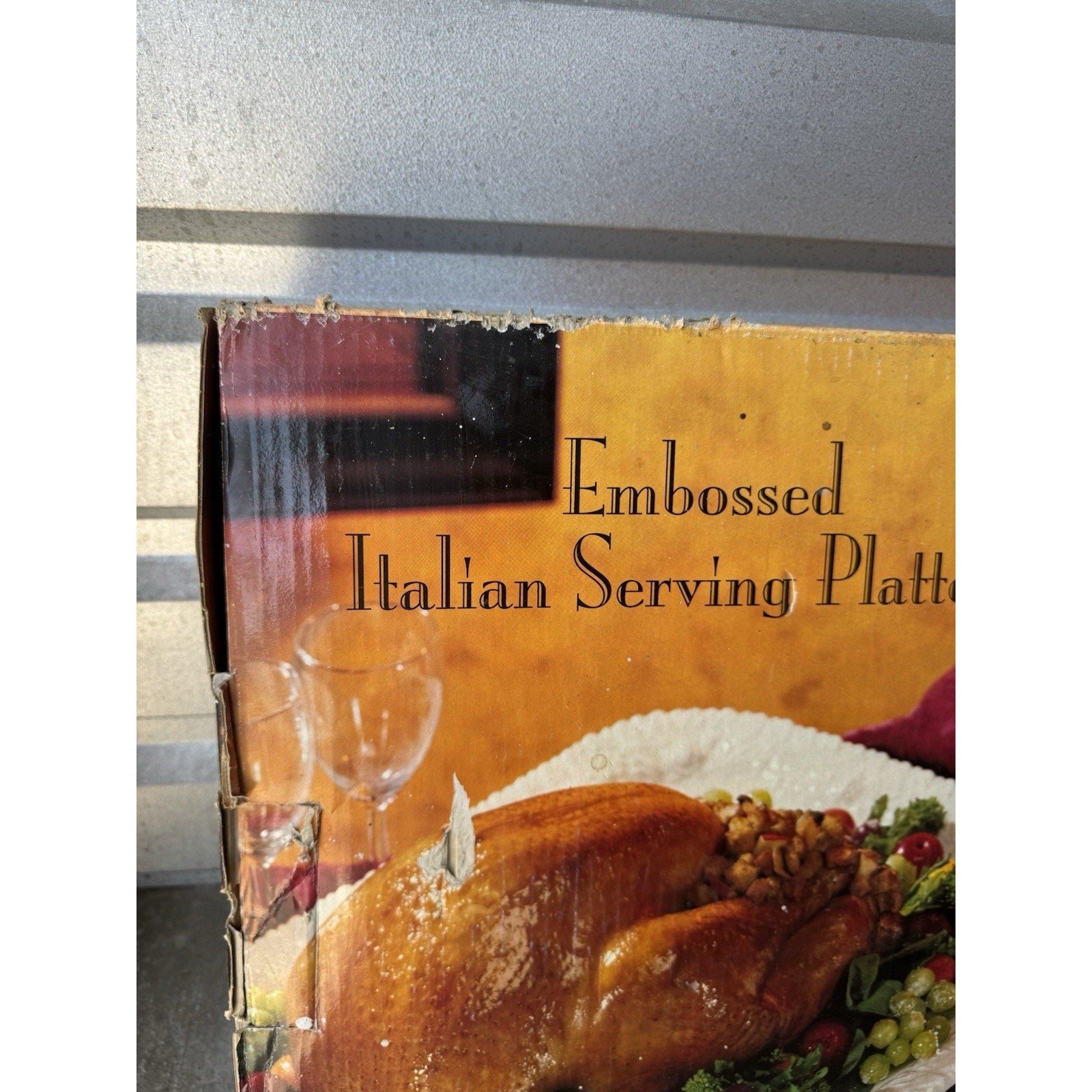 Vintage NOS Italian 90s Embossed Serving Platters Set of 2 Made in Italy