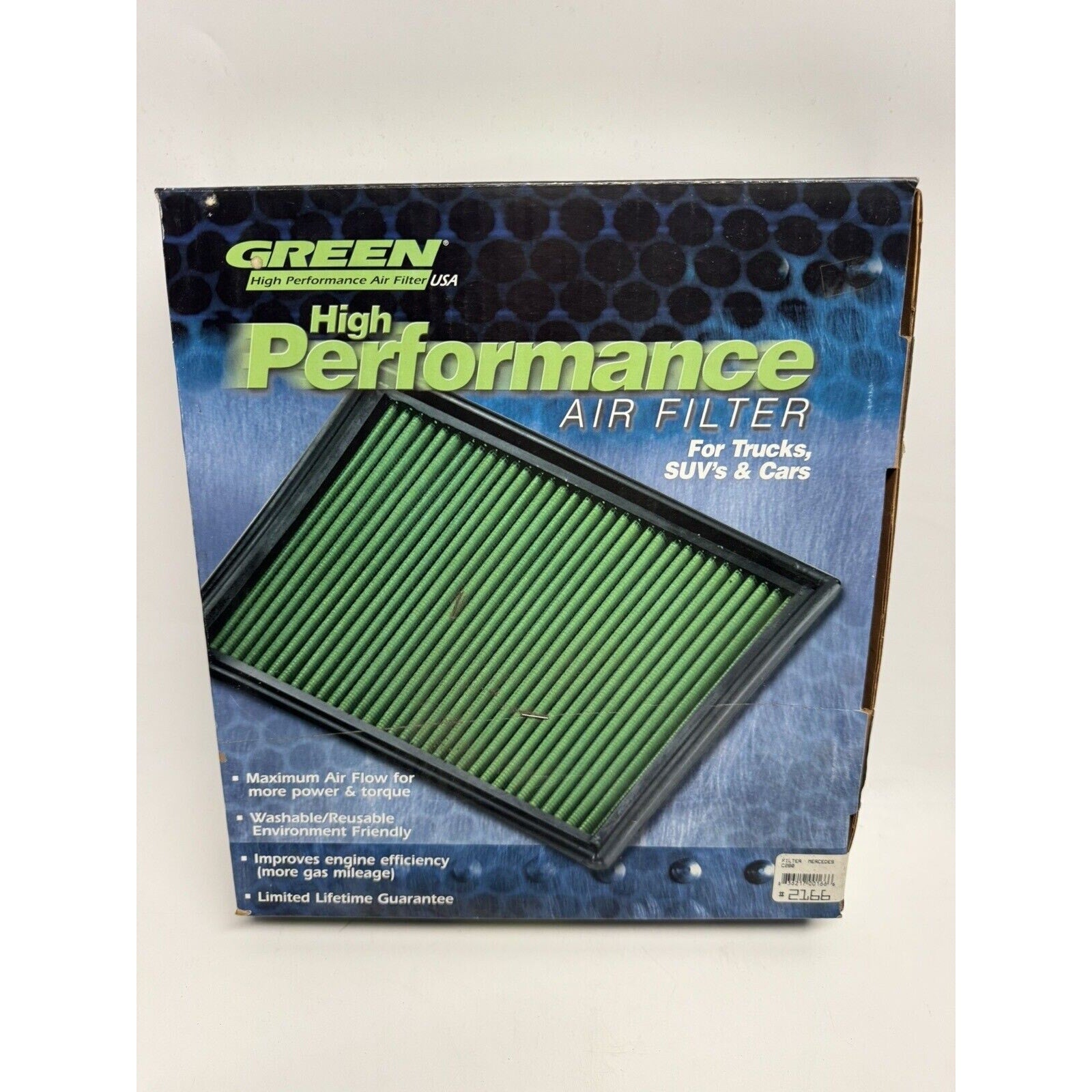 FACTORY SEALED Green High Performance Air Filter 2166 for MERCEDES C288