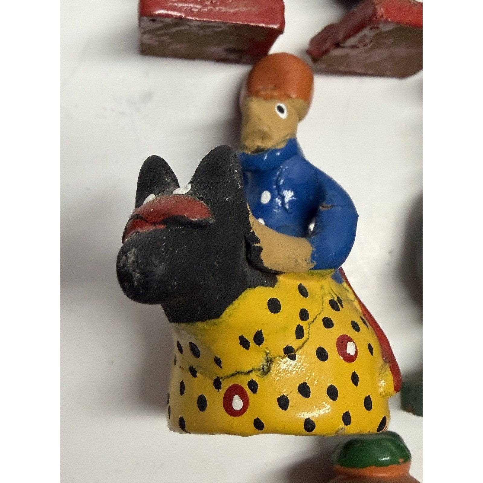 Vintage Handmade Painted Crafted Brazilian Chess Set Clay 32 Figurines