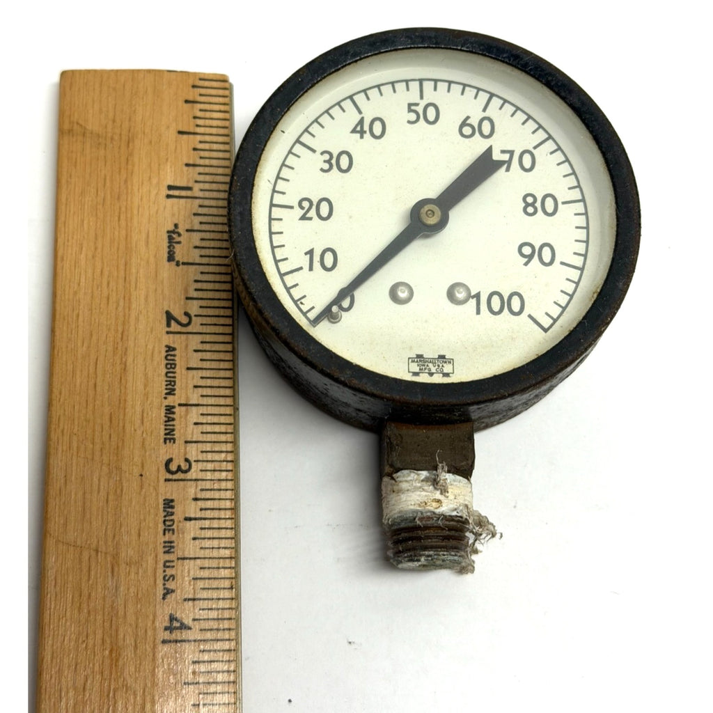 Vintage Marshall Town Pressure Gauge Large Dial; 0-100