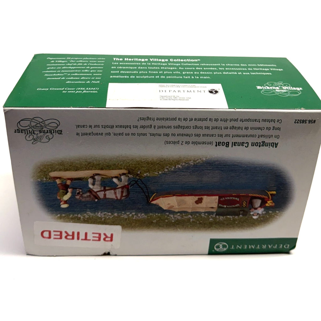 Vintage NOS Department 56 Dickens Village Abington Canal Boat Set of 2 #58522