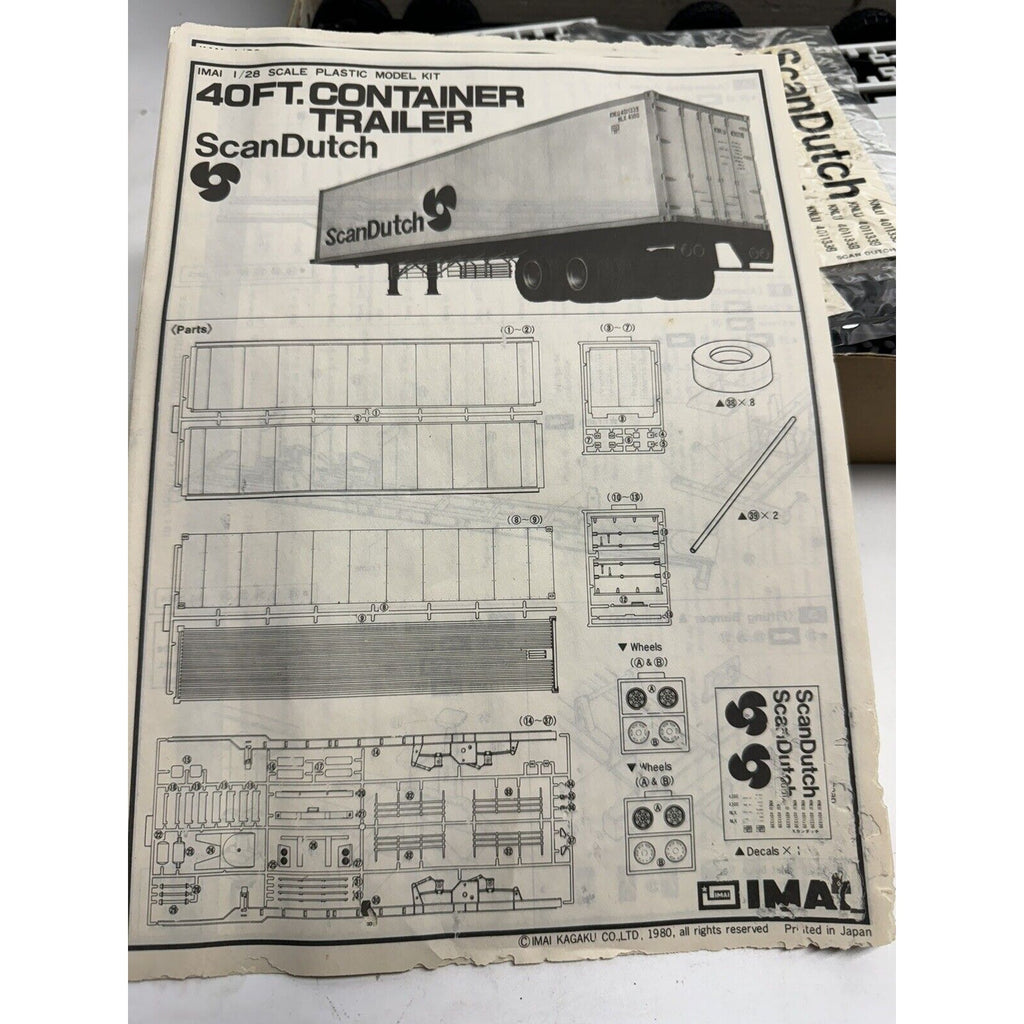 Vintage NEW OPEN BOX IMAI 1/28 Scale Model Kit Tractor Trailer ScanDutch