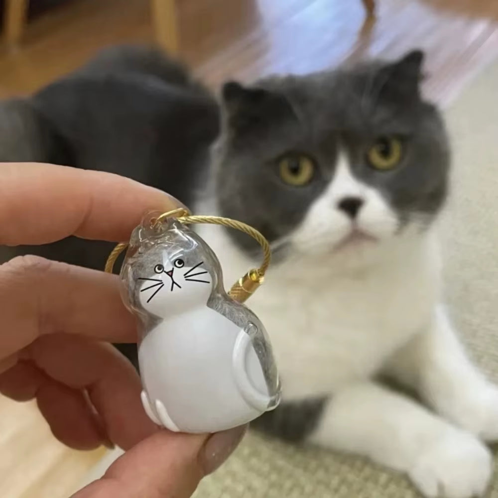 Personalized Transparent Cat Hair Keepsake Keychain – Pet Fur Memorial Pendant for Cat Lovers | Cute & Meaningful Souvenir Gift 🐾✨