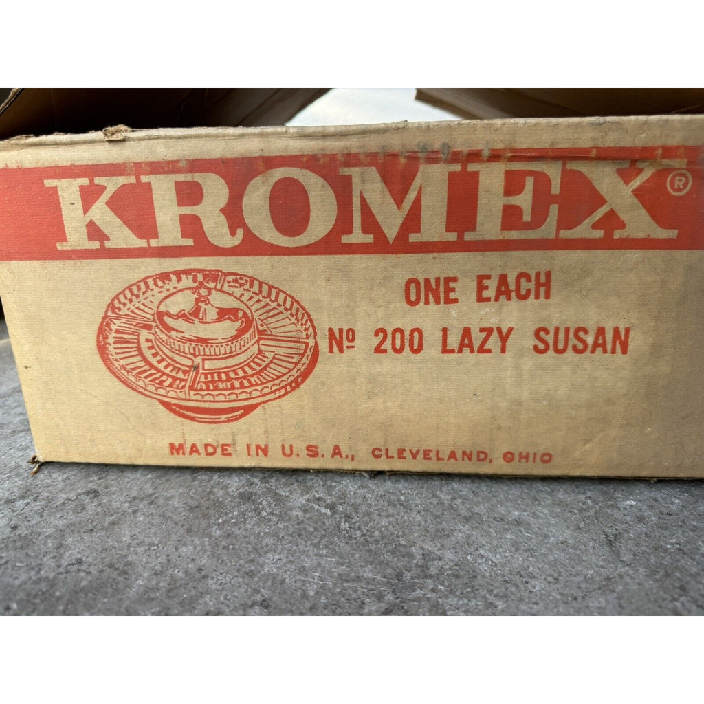 Vintage Kromex #200 Lazy Susan Party Platter Glass Dish Set Elegant Serve Tray