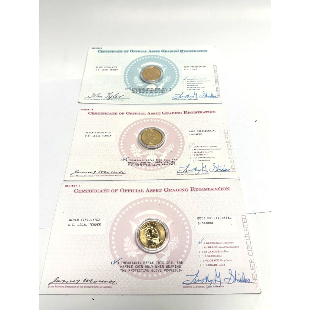 Vtg lot of 3 New Certificate of Official Asset Grading Registration 08-09