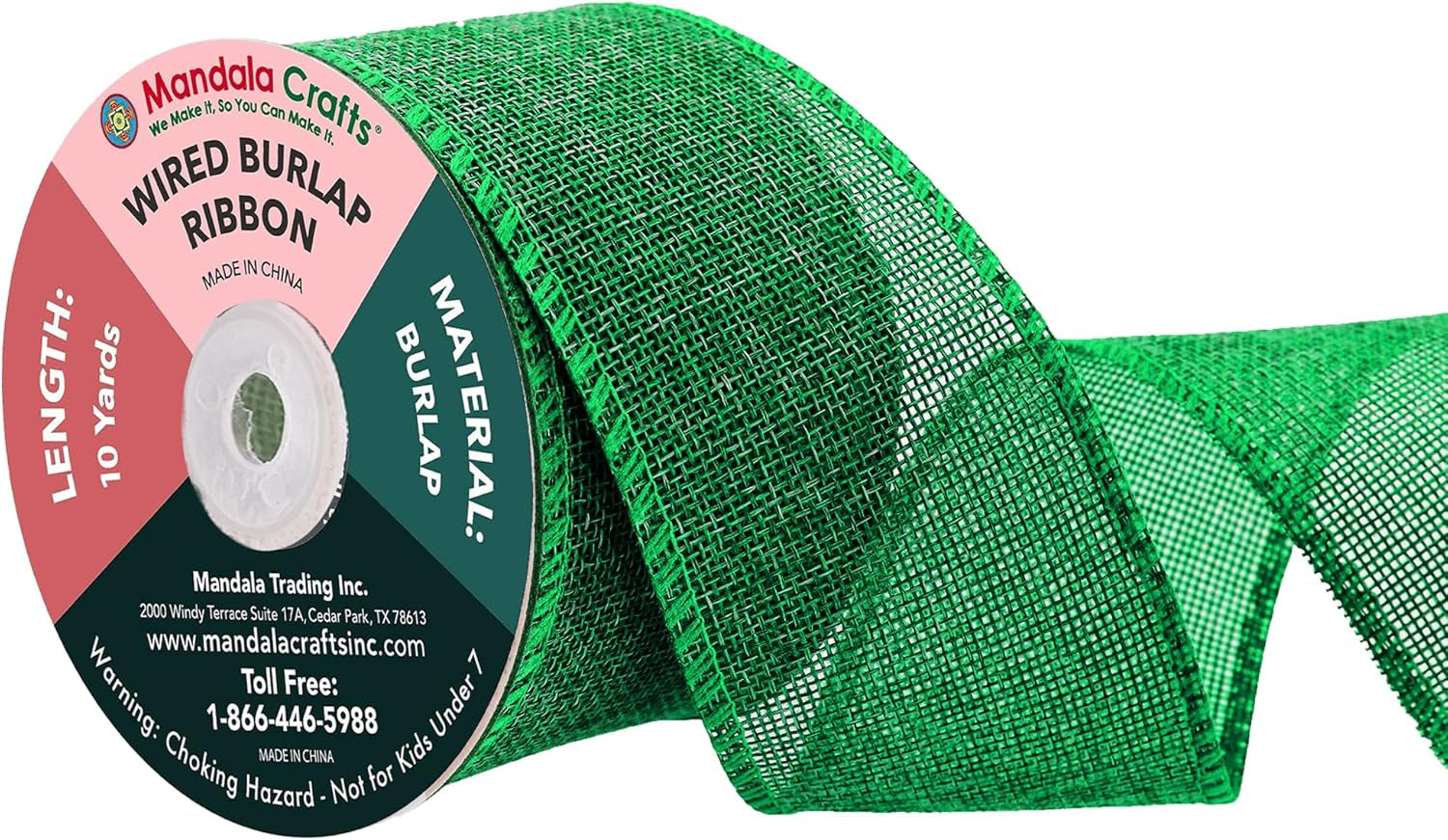 Green Burlap Wired Ribbon 2.5 Inches Wide Jute Ribbons for Crafts - 10 Yds Roll Rustic Burlap Wrap Trim Ribbons for Wreaths Bows Party Decoration