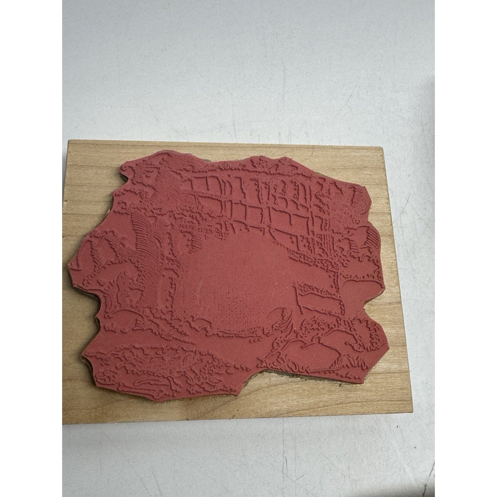 Vintage Lot of 5 NOS Wood Mount Rubber Stamp Land Scape, Rabbits and More