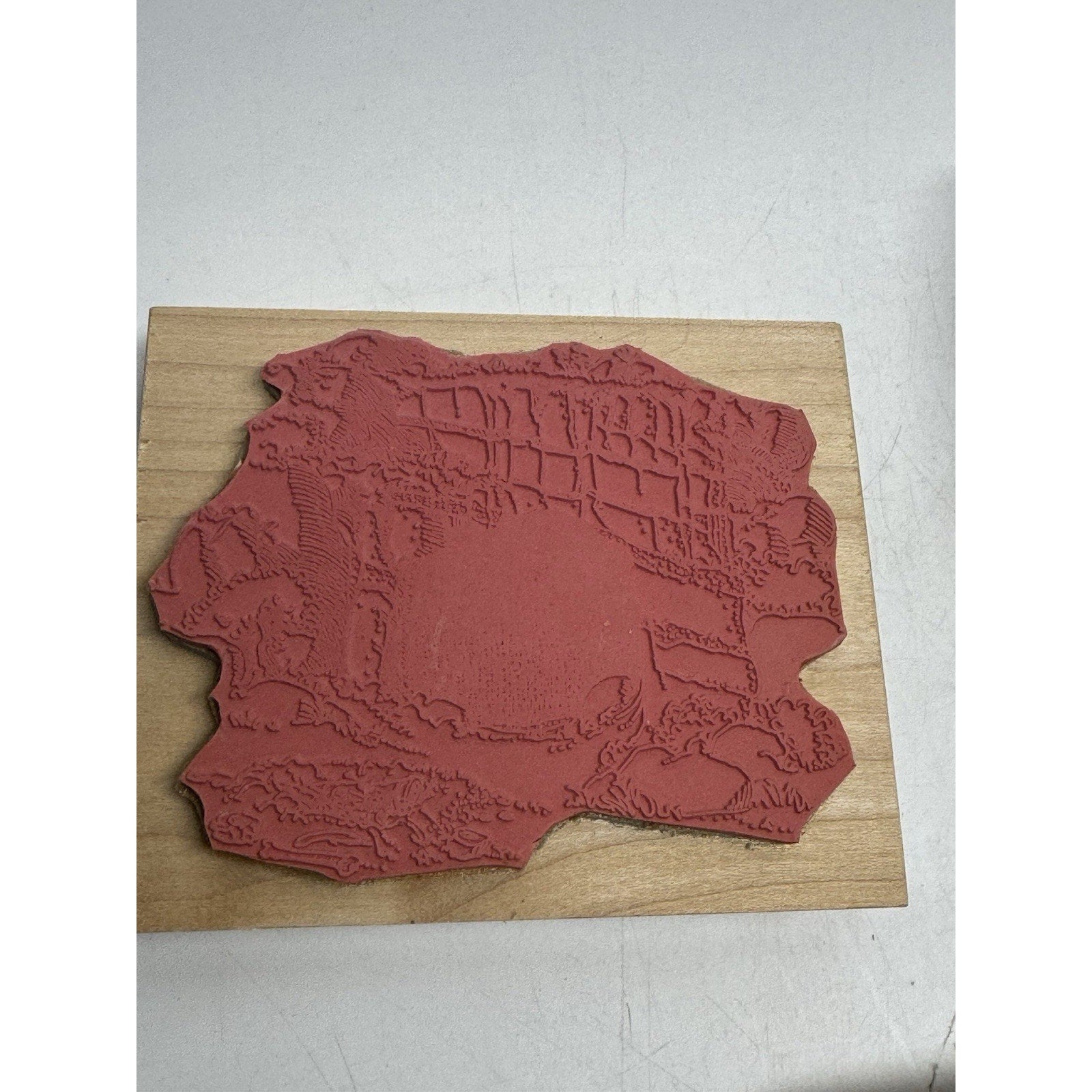 Vintage Lot of 5 NOS Wood Mount Rubber Stamp Land Scape, Rabbits and More