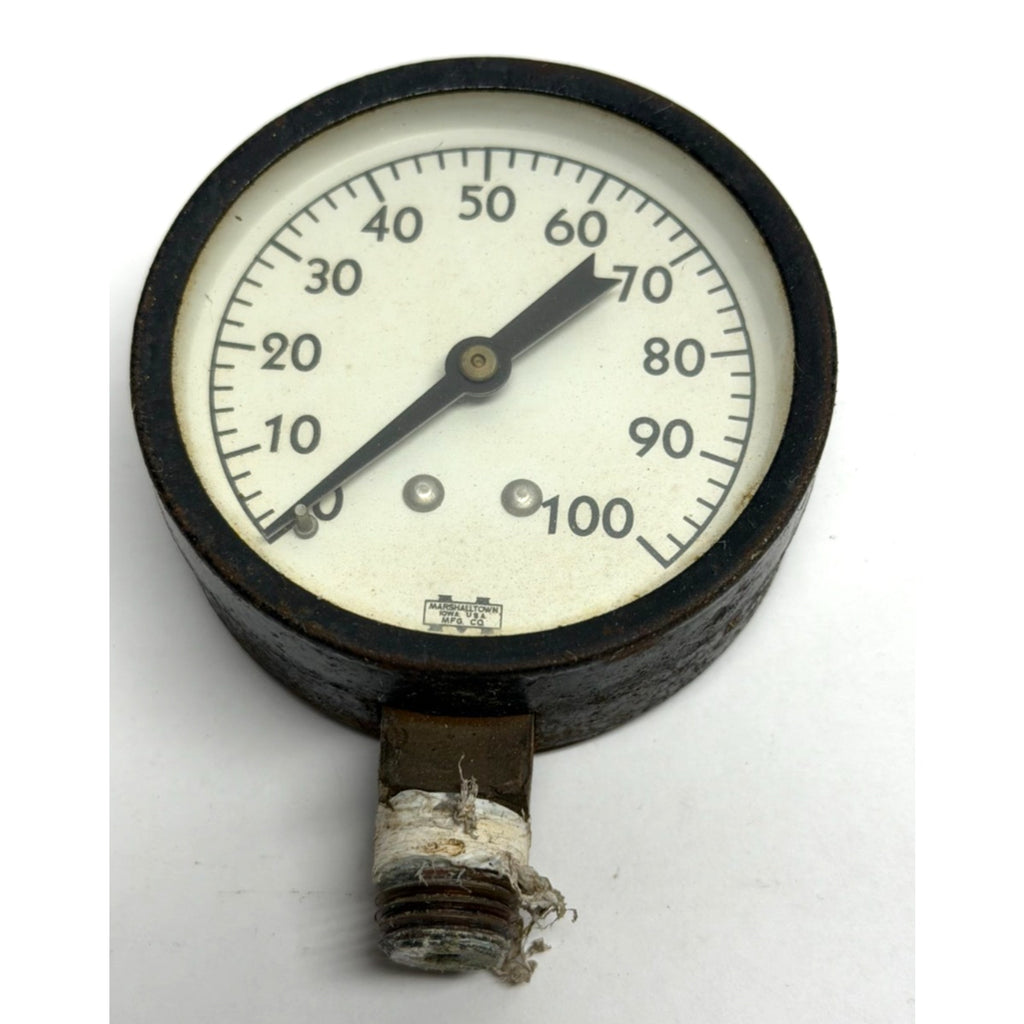 Vintage Marshall Town Pressure Gauge Large Dial; 0-100