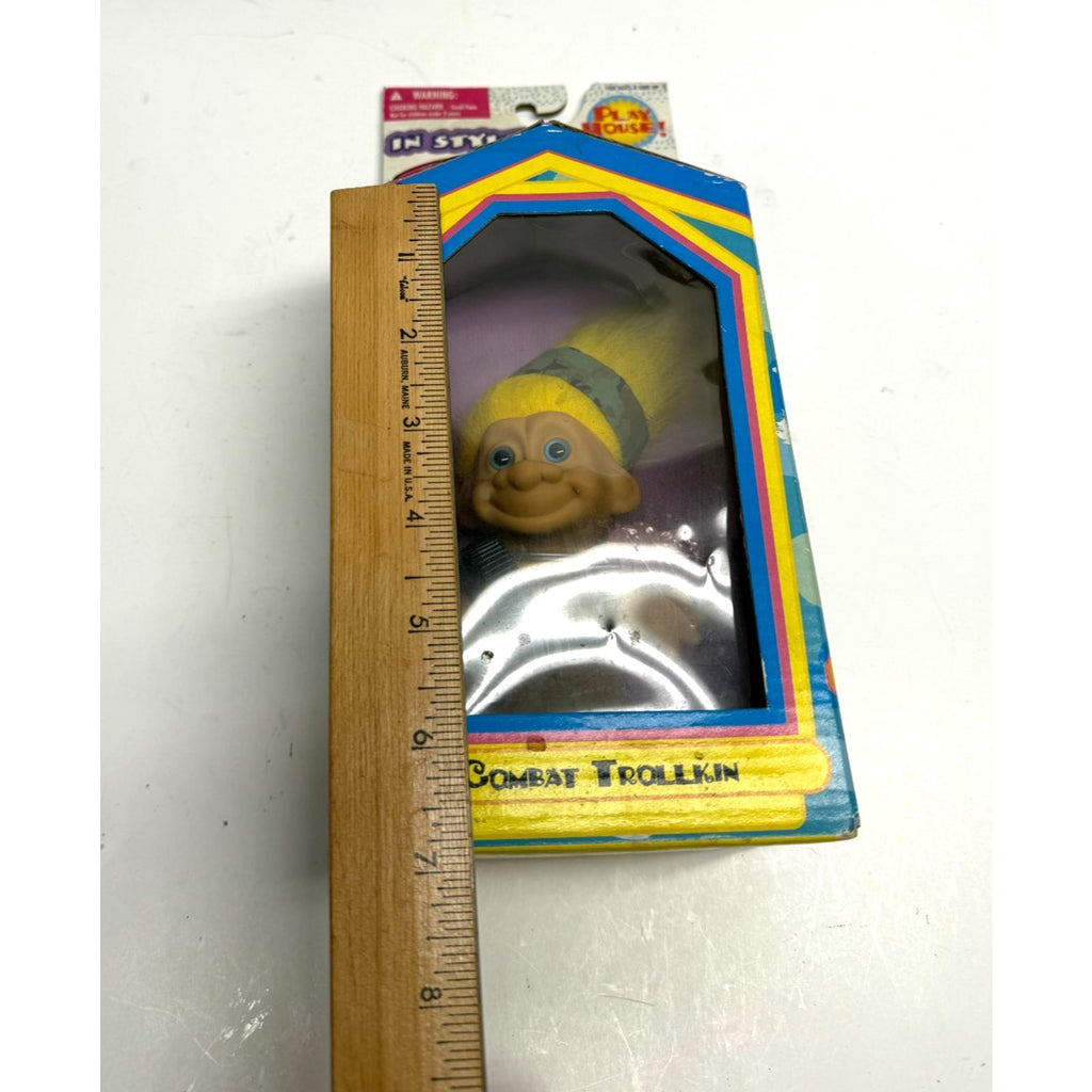 Vtg Play House Combat Trollkin 5" Troll Doll NIB Yellow Hair Army Camo Military