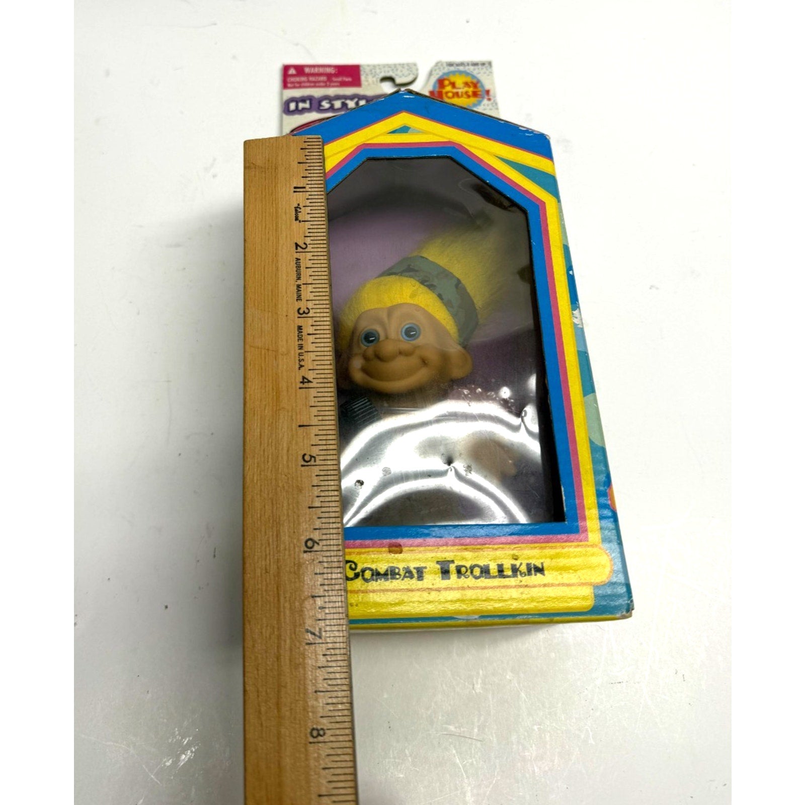 Vtg Play House Combat Trollkin 5" Troll Doll NIB Yellow Hair Army Camo Military