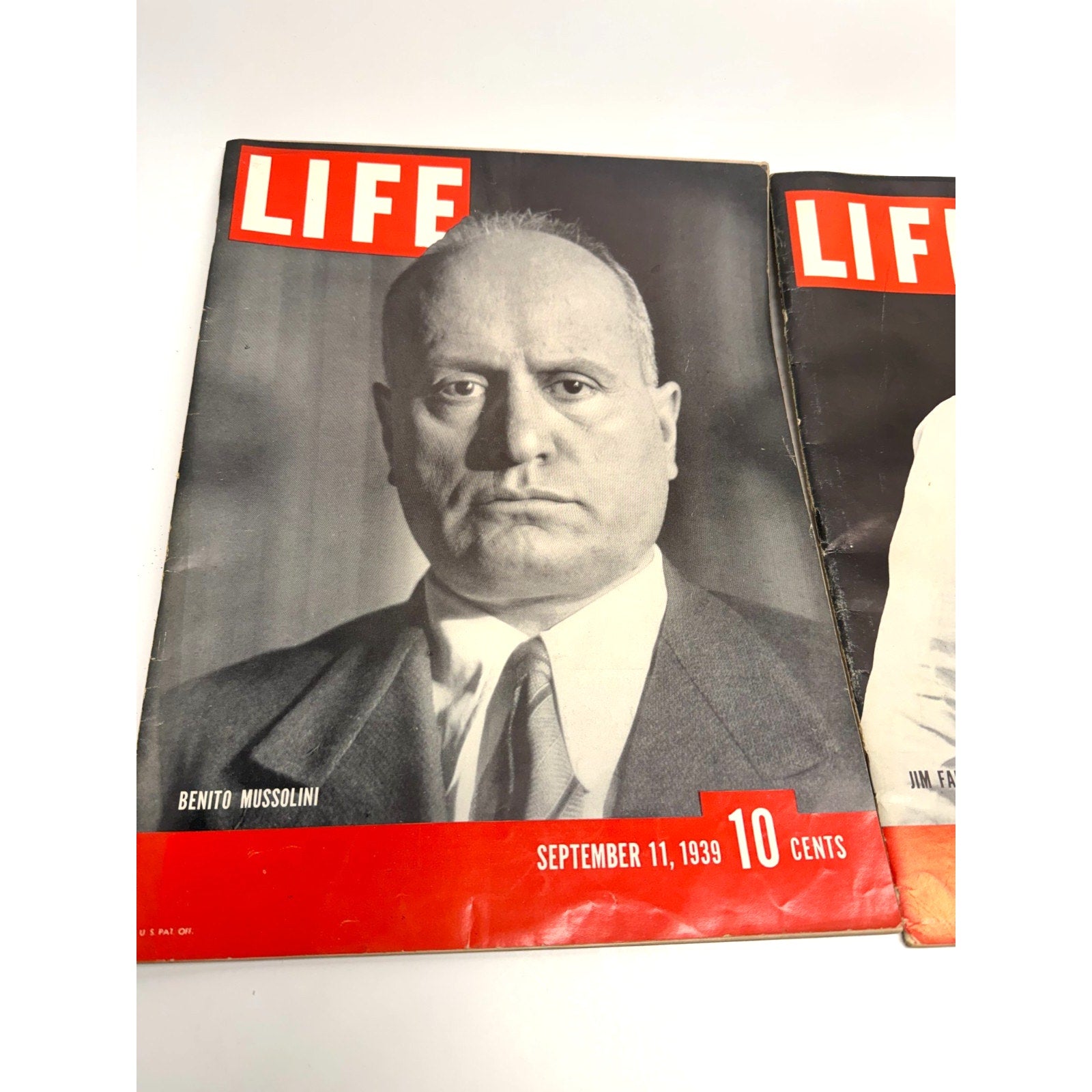 Vintage LIFE Magazine Lot Mussolini Sept 11 1939 + Jim Farley Sept 19 1938 Rare