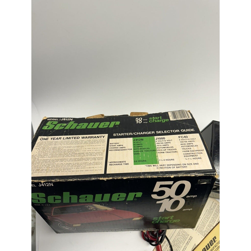 VINTAGE NOS Schauer 50 AMP Start / 10 AMP Battery Charger Starter Model J412N
