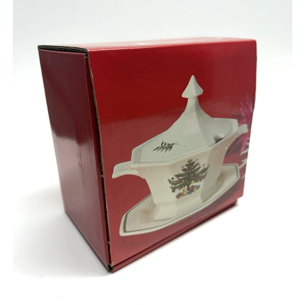 VINTAGE Rare Christmastime Nikko Sauce Tureen Lid and Stand Set in Box JAPAN