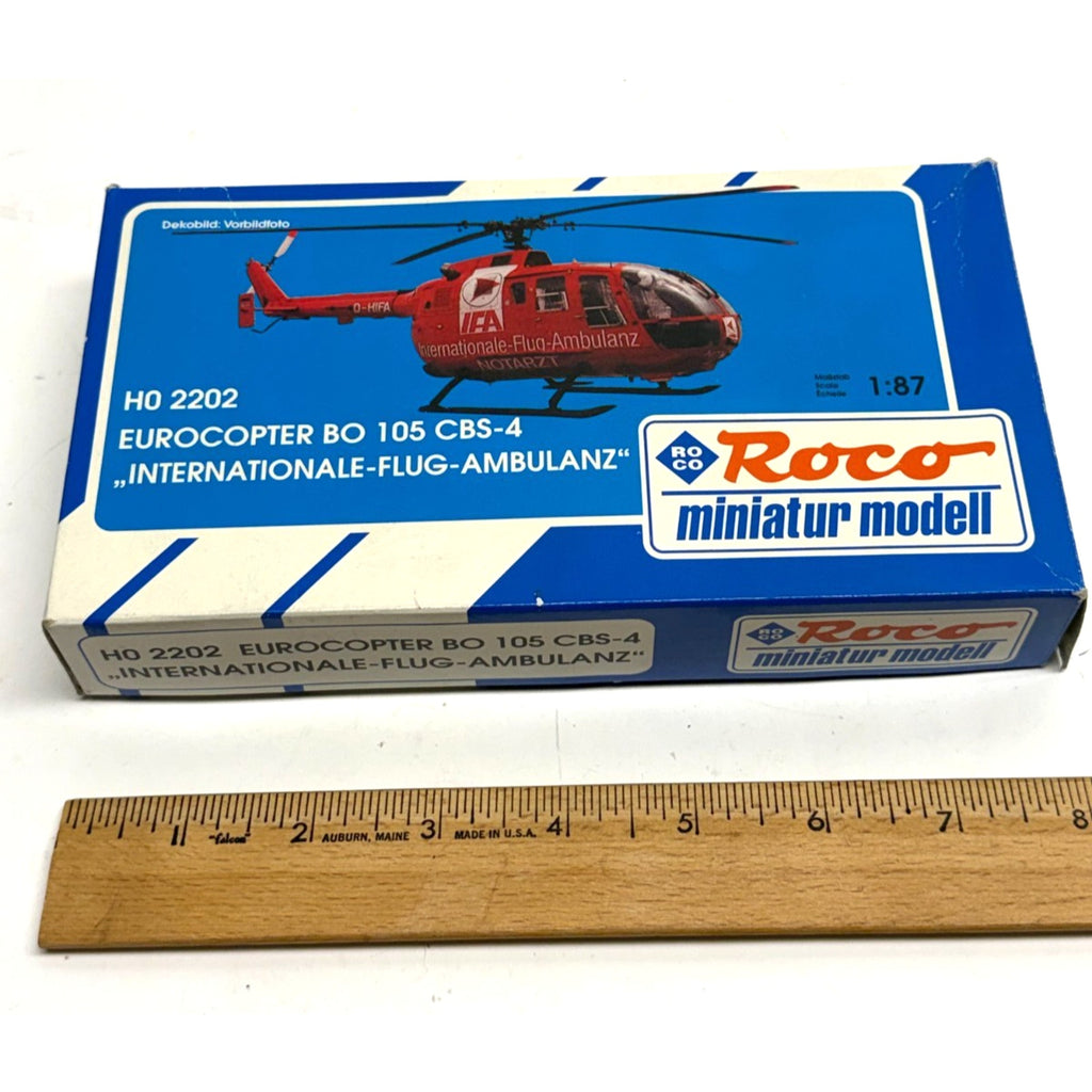 Vintage Roco 2202 Eurocopter BO 105 CBS-4 IFA Ambulance 1:87 H0 Scale Model OVP