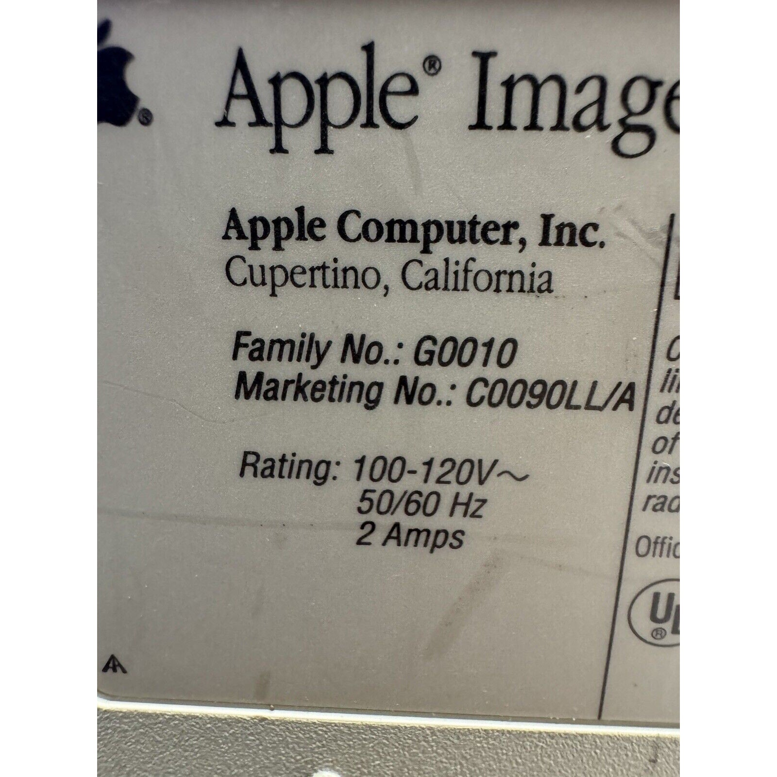 Vintage Apple Imagewriter II Printer G0010 Made In Japan Power On UNTSTED