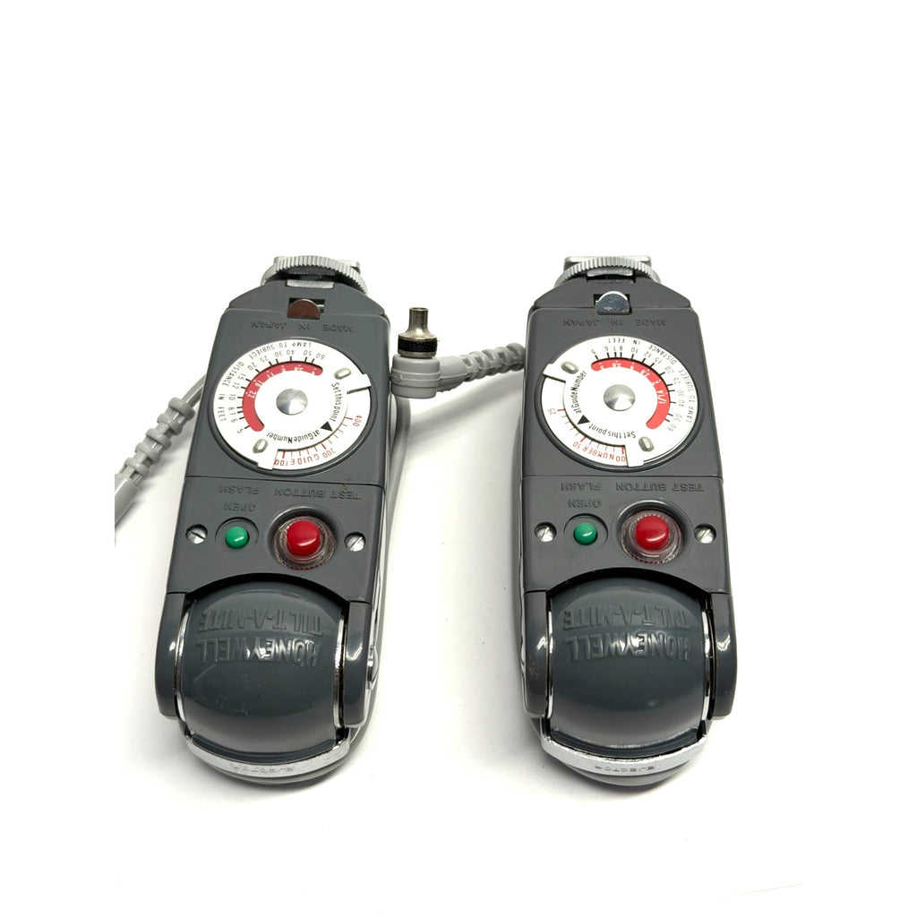 Lot of 2 Vintage Honeywell Tilt-A-Mite Camera Flash Units - Collapsible Fan