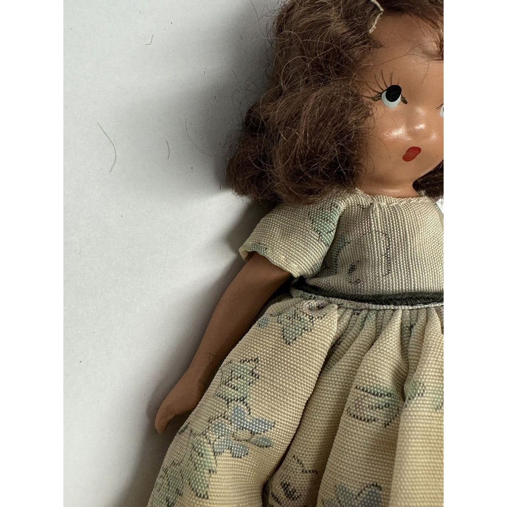 Vintage 1950s Nancy Ann Story Book Bisque Doll 5.5" Brown Hair