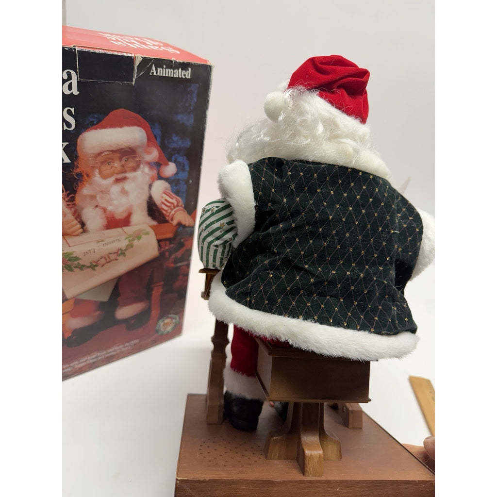 Vintage 1995 Gemmy North Pole Productions Singing Christmas Santa at His Desk