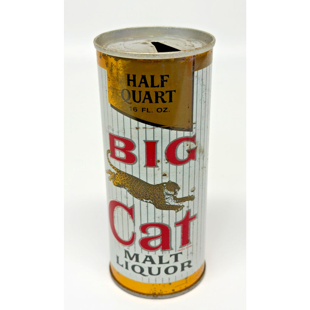 Vintage 1969 BIG CAT MALT LIQUOR STEEL PULL TAB BEER CAN PABST