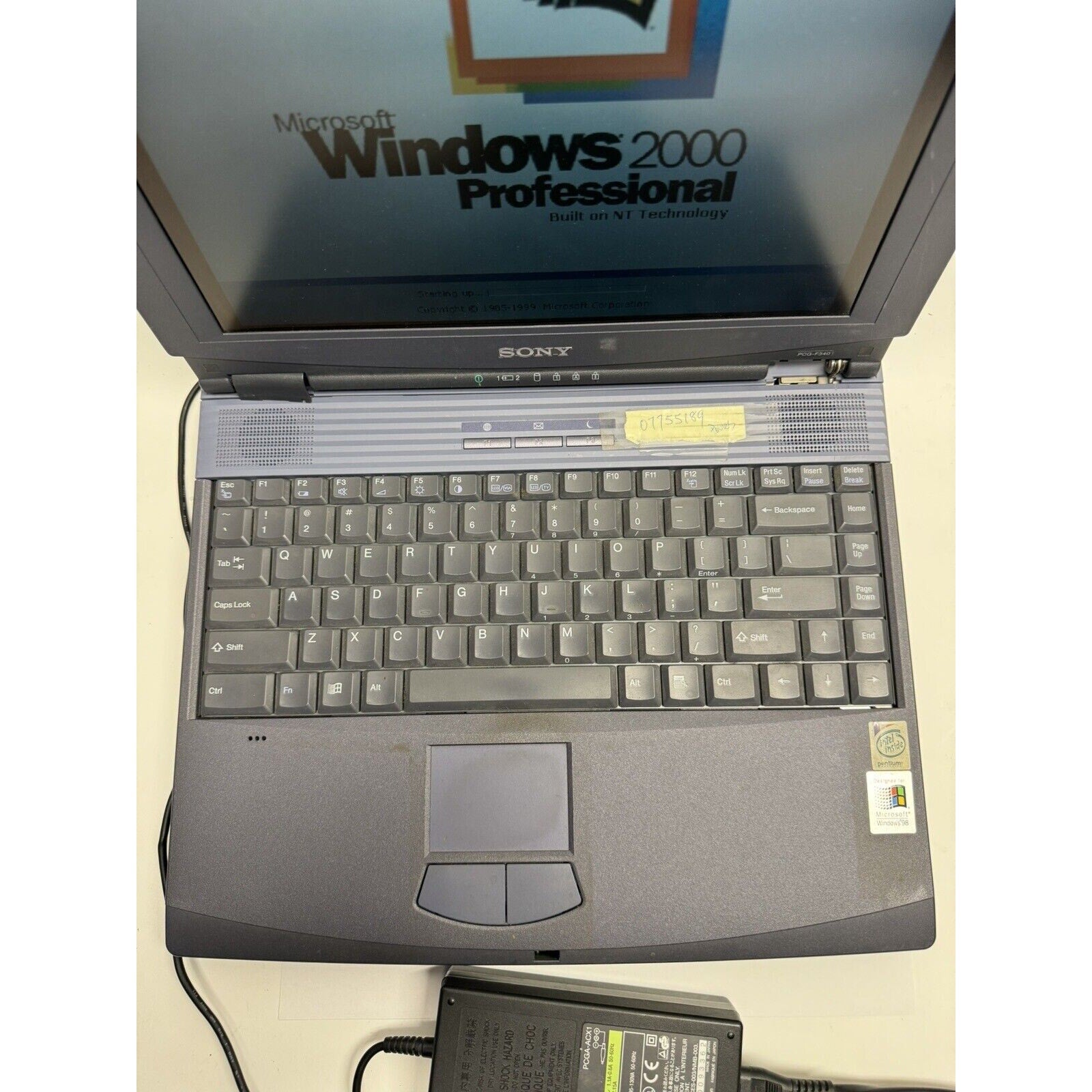 VINTAGE Sony VAIO PCG-F340 Laptop w/OEM Power Adapter For parts or repair.