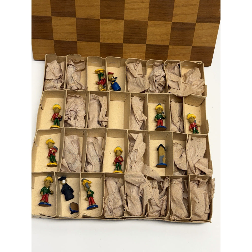 Vintage NOS Handmade Painted Crafted Brazilian Chess Set Clay 31 Figurines