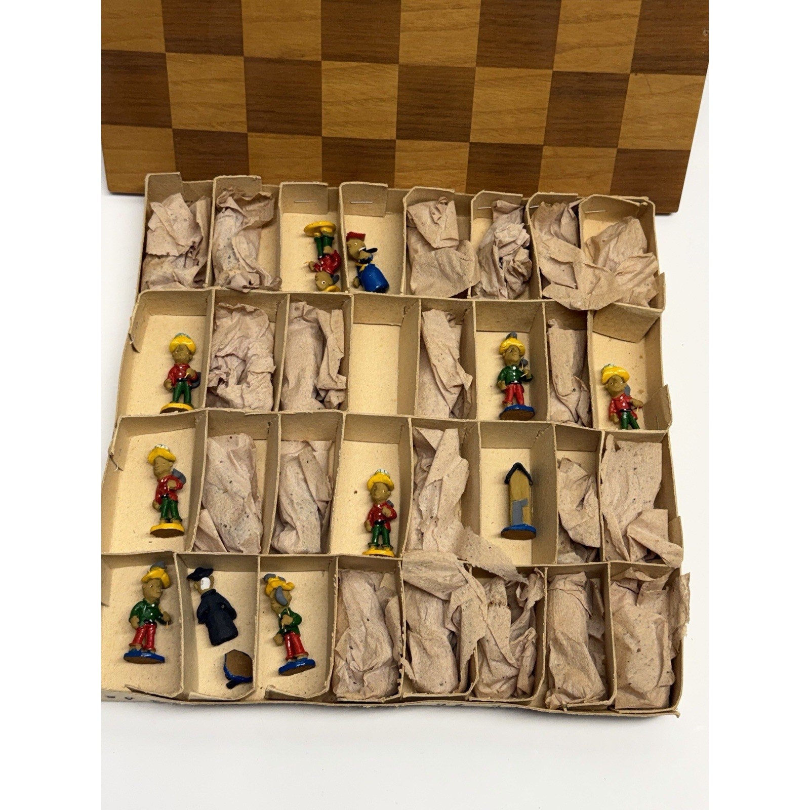 Vintage NOS Handmade Painted Crafted Brazilian Chess Set Clay 31 Figurines