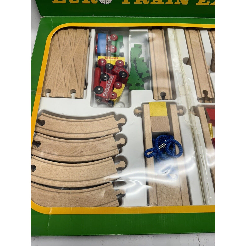 Vintage NOS EURO TRAIN EXPRESS Wooden Magnetic Railroad Train Set Made Germany