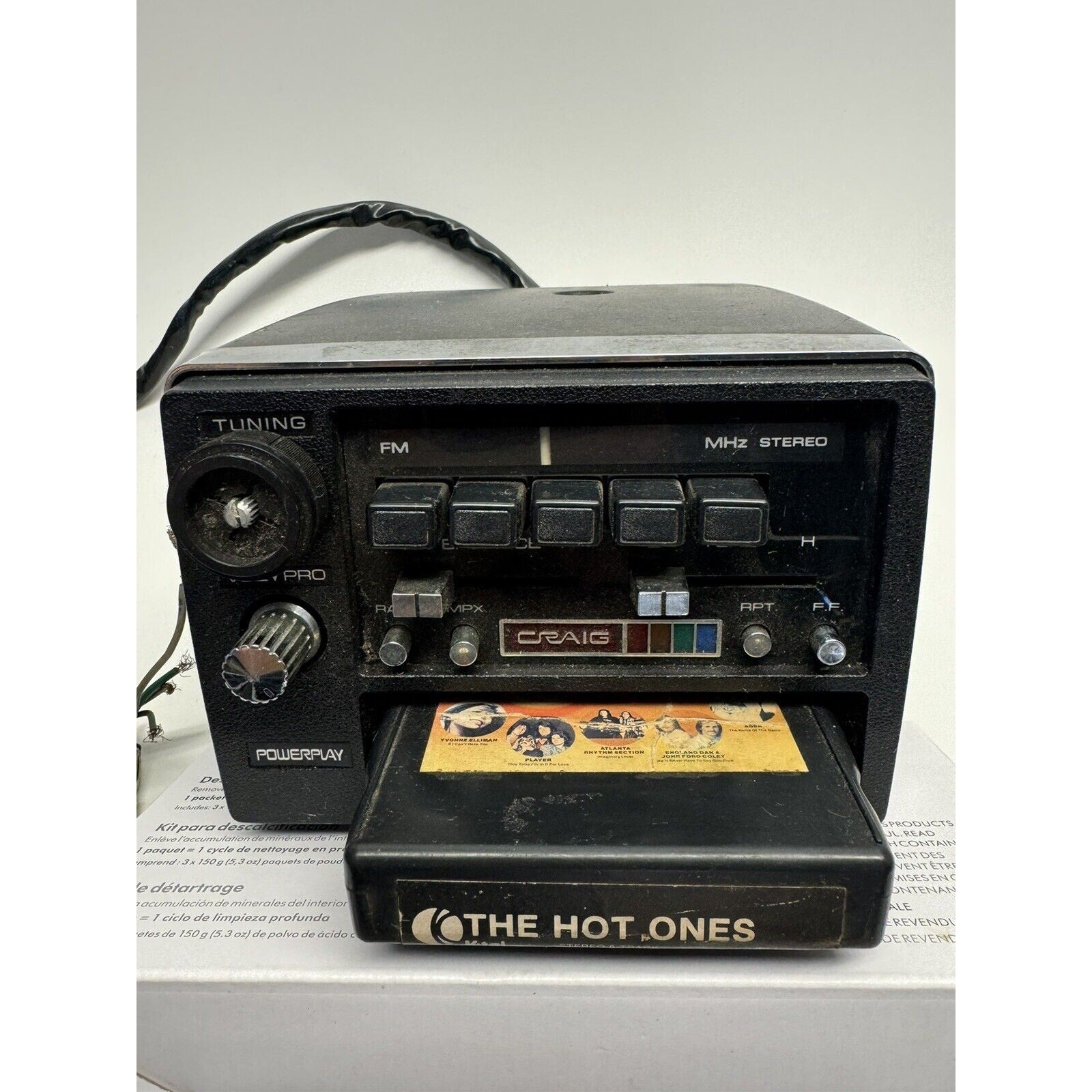 VINTAGE Craig Powerplay 3142 8-Track Stereo Slide Mount Tape Player JAPAN WORKS!