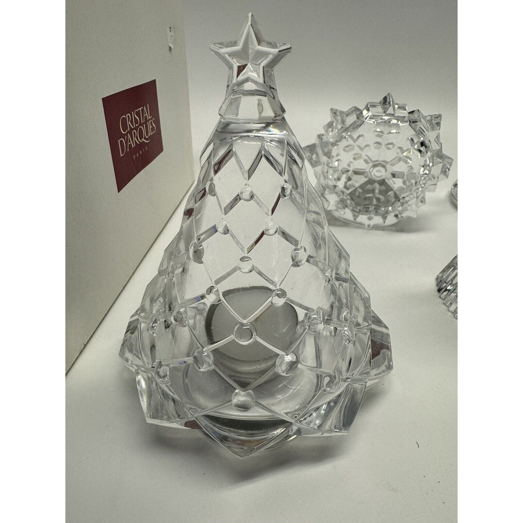 VINTAGE NEW Cristal DArques Christmas Luminaries Candle Holder Made in France