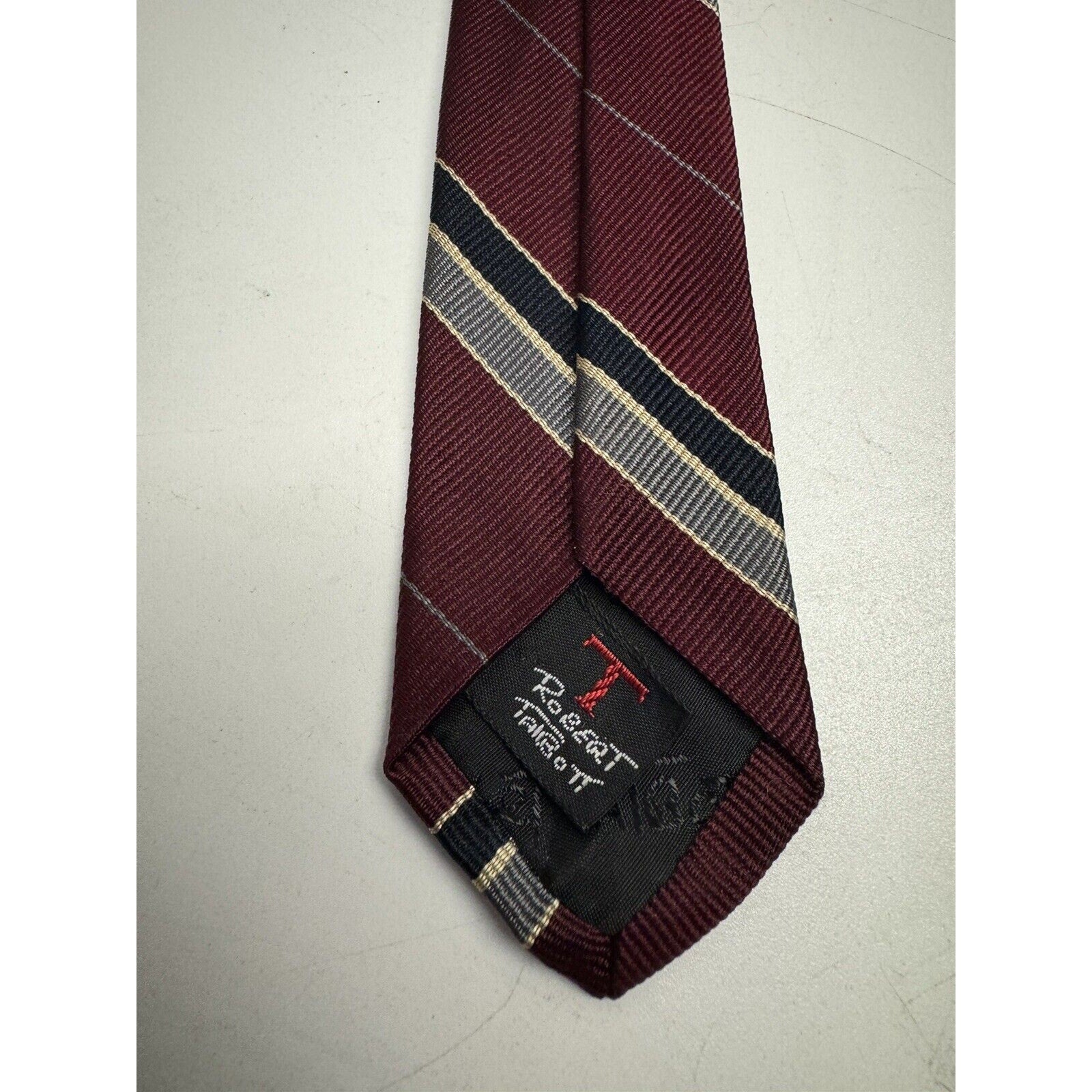 VINTAGE Robert Talbott Men's Red Striped 100% Silk Necktie