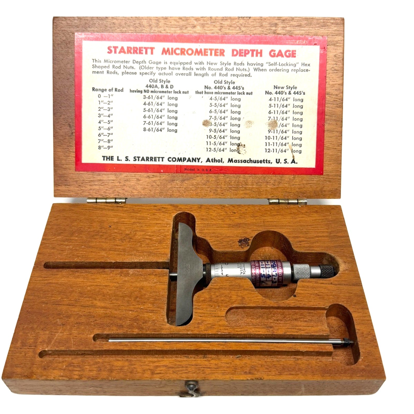Vintage Starrett Model 445 Depth Micrometer Set