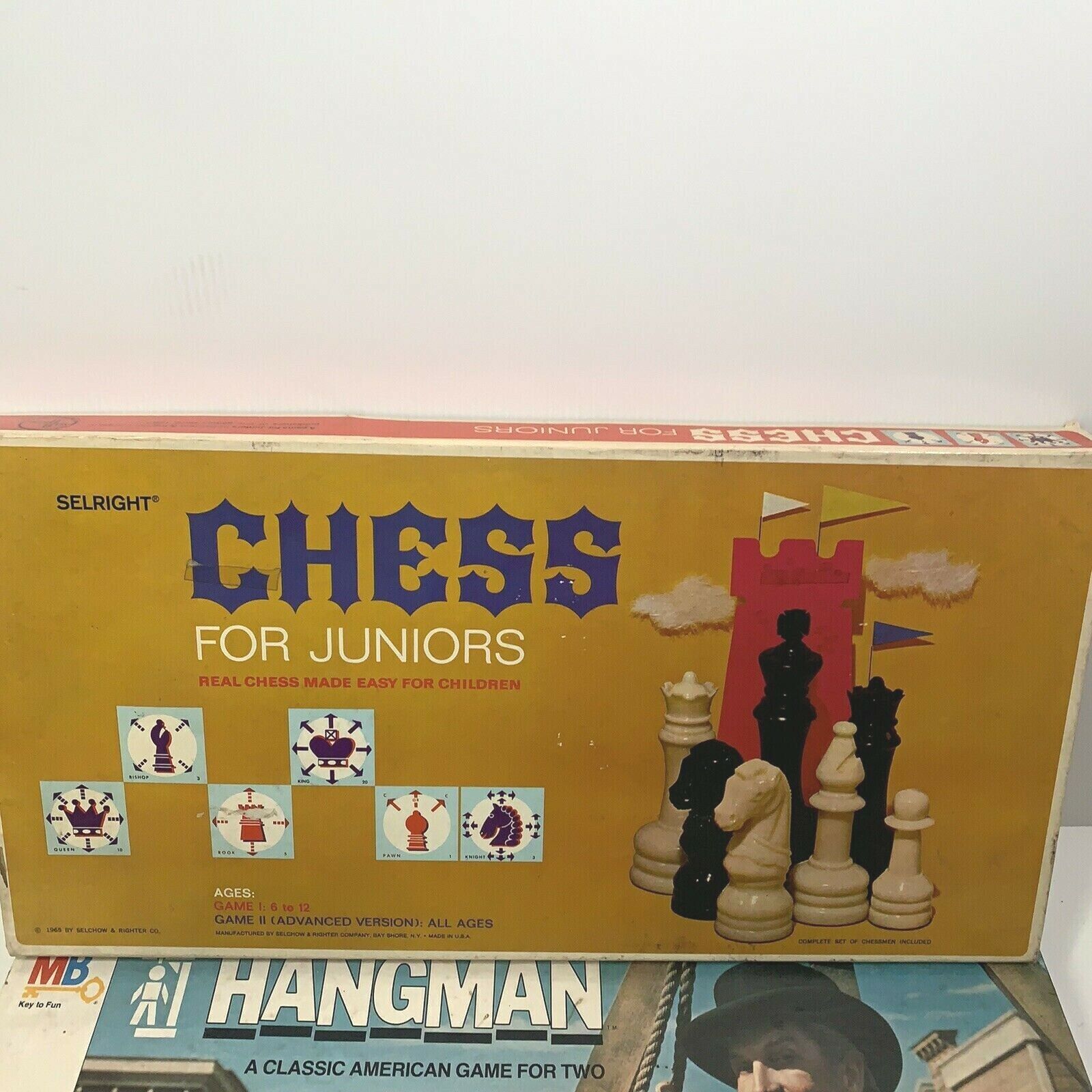 LOT OF 3 Vintage Hangman Board Game by Milton Bradley, Selright Chess, Scrabble