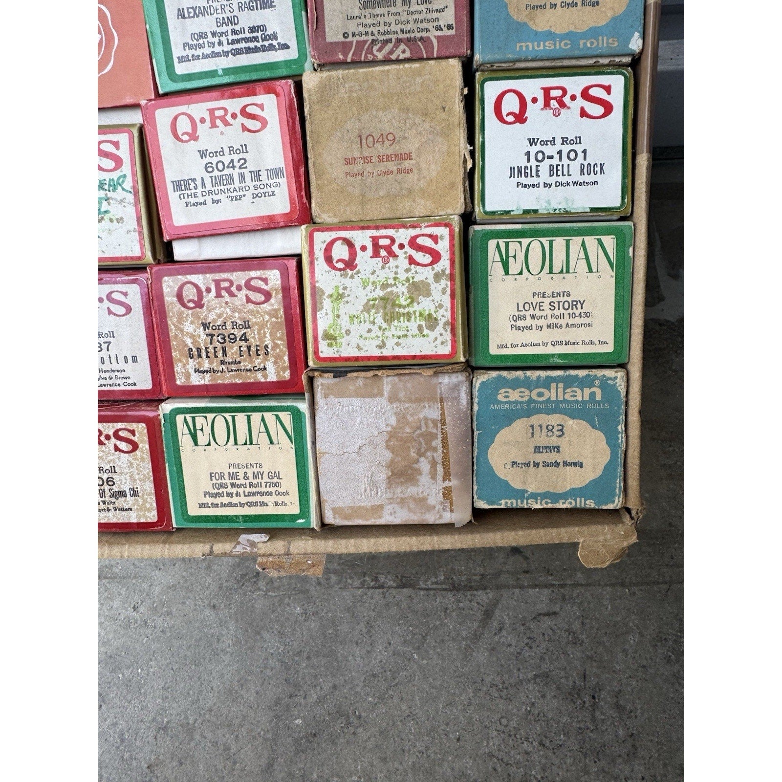 VINTAGE QRS WORD ROLL PIANO PLAYER MUSIC ROLLS LOT OF 35 ROLLS MELODEE SONGS