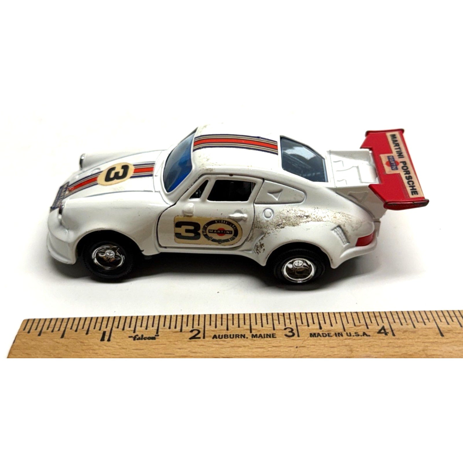 VTG Shinsei Mini Power Porsche Turbo Martini Racing Car White 1:37 Die Cast
