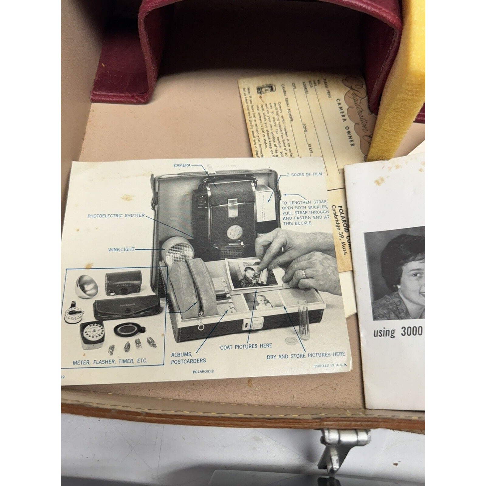 Vintage Polaroid Land Camera Model 150 and the 800 Set w/Leather Case WORKS!