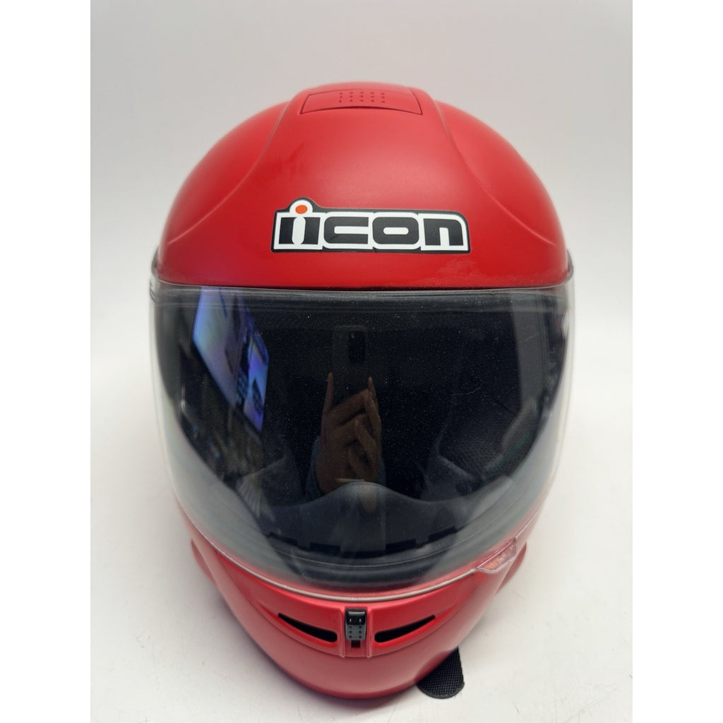 Vintage Icon 1c-01 Motorcycle Helmet Red with Screen Small Made in Korea