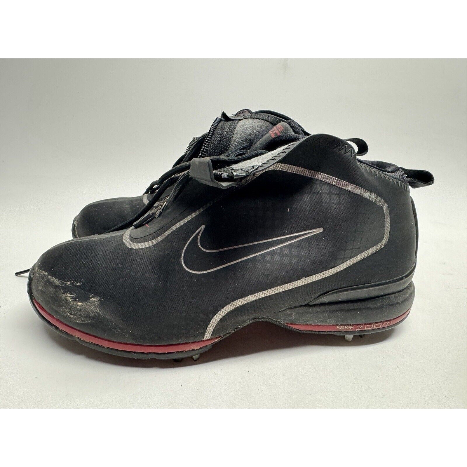 Nike Zoom Brandon Mens Sz 7.5 Black Golf Shoes Lace Zip Closure 379208-006
