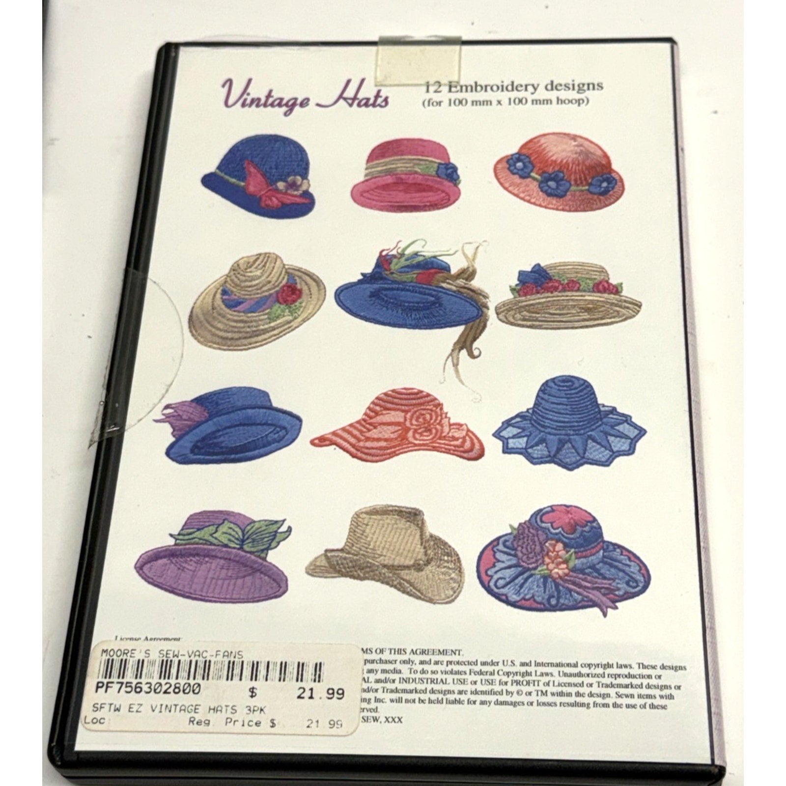 Vintage Lot of 2 Hats Embroidery Designs EZSewDesigns 12 designs 11 formats