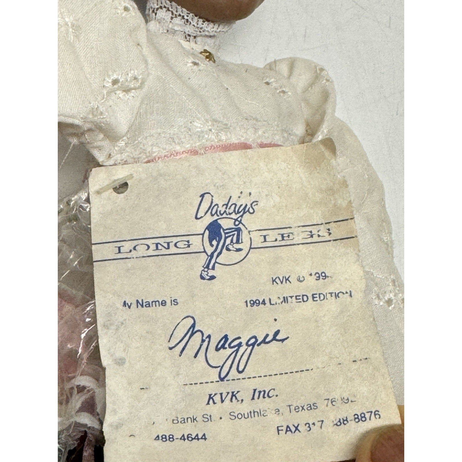 Vintage NOS Daddys Long Legs Maggie Doll Hand Singed